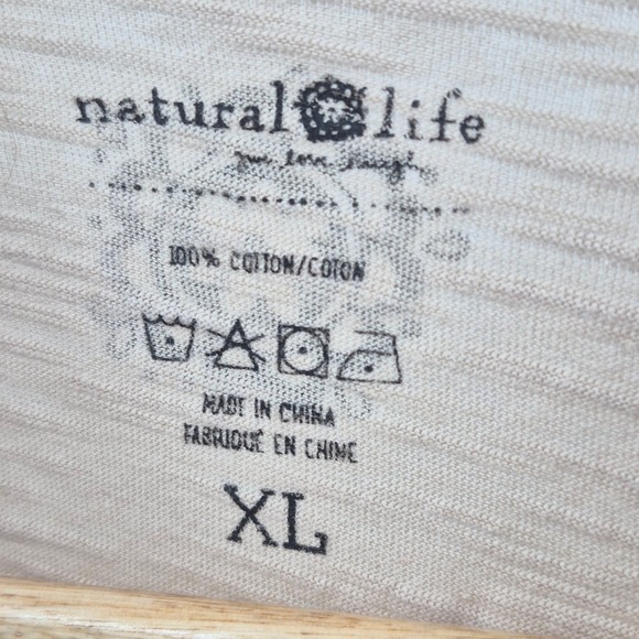 Natural Life Womens XL Beige Graphic Tee Peace Sign Be The Good Granola - Picture 6 of 10